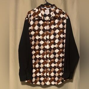 Steve Harvey Collection Geometric Pattern Printed Button Down Shirt Men’s XL